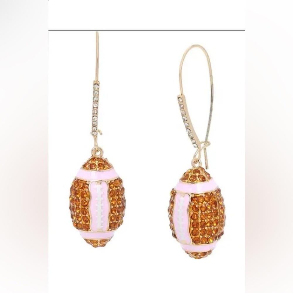 NIB! 🏈 BETSEY JOHNSON FOOTBALL EARRINGS! BADA$$! SUPERBOWL AROUND THE CORNER! - Picture 2 of 4